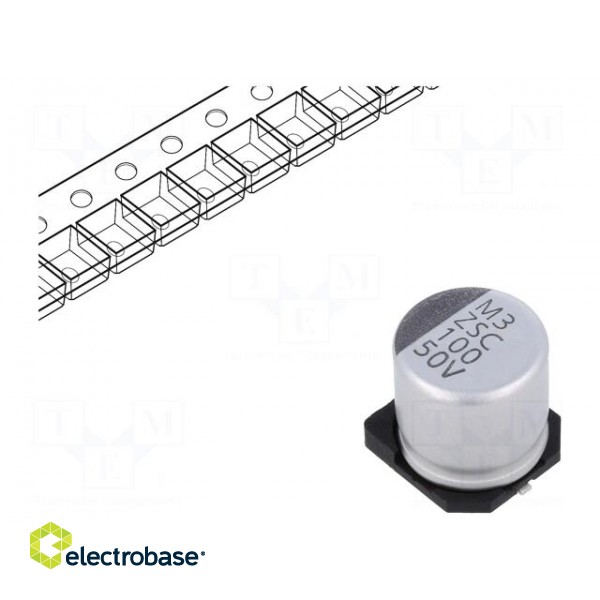 Capacitor: electrolytic | low ESR | SMD | 100uF | 50VDC | Ø10x10mm | ±20%