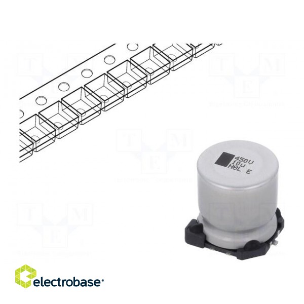 Capacitor: electrolytic | SMD | 10uF | 450VDC | 16x16x16mm | ±20%