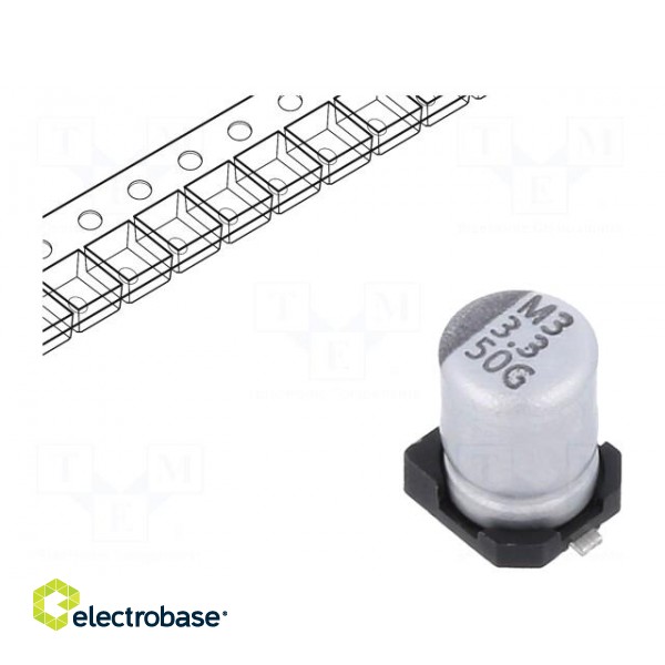Capacitor: electrolytic | SMD | 3.3uF | 50VDC | ±20% | -55÷105°C | 2000h