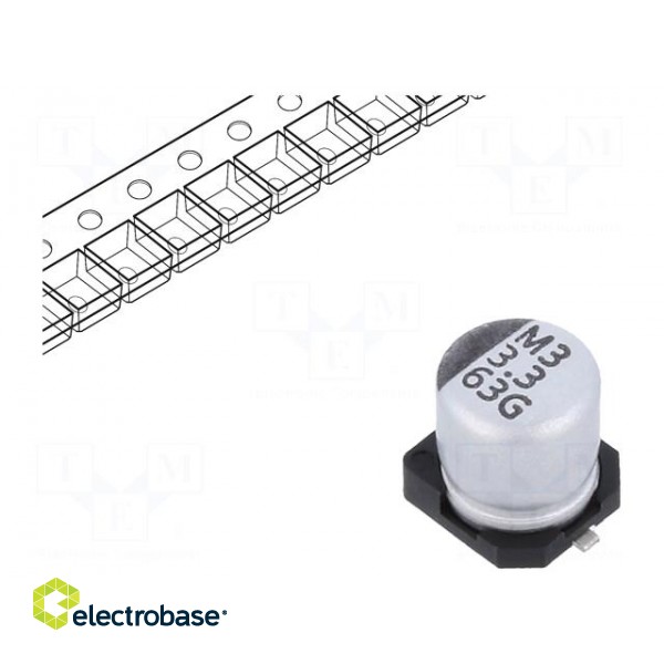 Capacitor: electrolytic | SMD | 3.3uF | 63VDC | ±20% | -55÷105°C | 2000h
