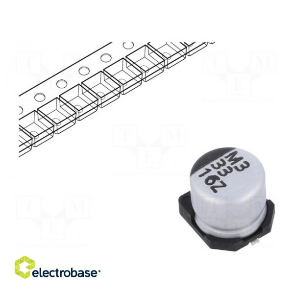 Capacitor: electrolytic | low ESR | SMD | 33uF | 16VDC | Ø6.3x5.7mm