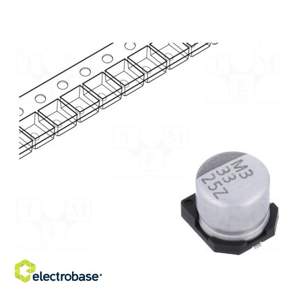 Capacitor: electrolytic | low ESR | SMD | 33uF | 25VDC | Ø6.3x5.7mm