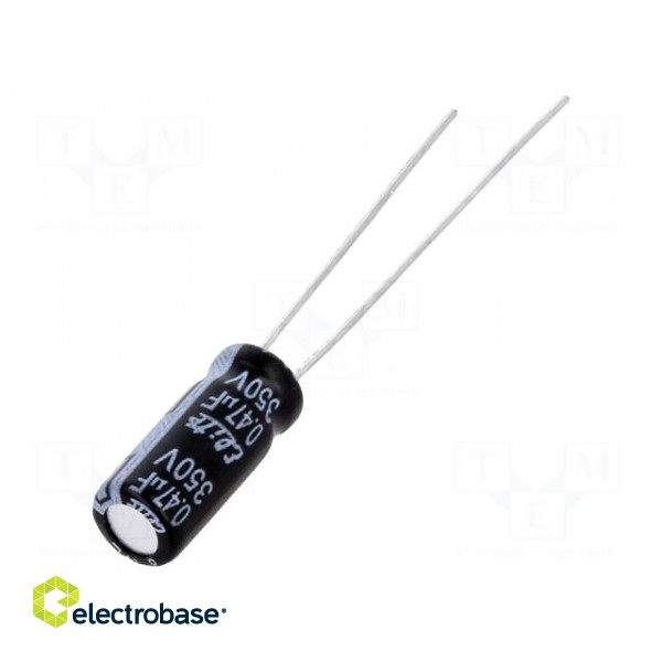 Capacitor: electrolytic | THT | 0.47uF | 350VDC | Ø5x11mm | Pitch: 2mm