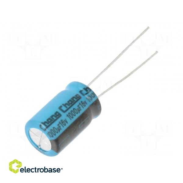 Capacitor: electrolytic | THT | 1mF | 16VDC | Ø10x16mm | Pitch: 5mm | ±20%