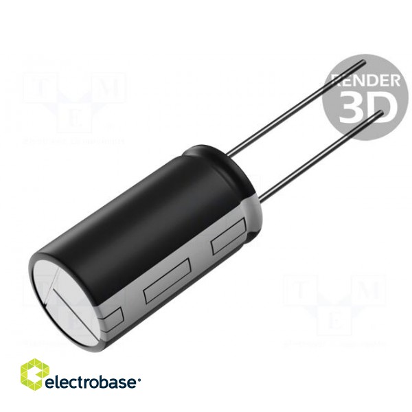 Capacitor: electrolytic | THT | 100uF | 63VDC | Ø10x12.5mm | Pitch: 5mm