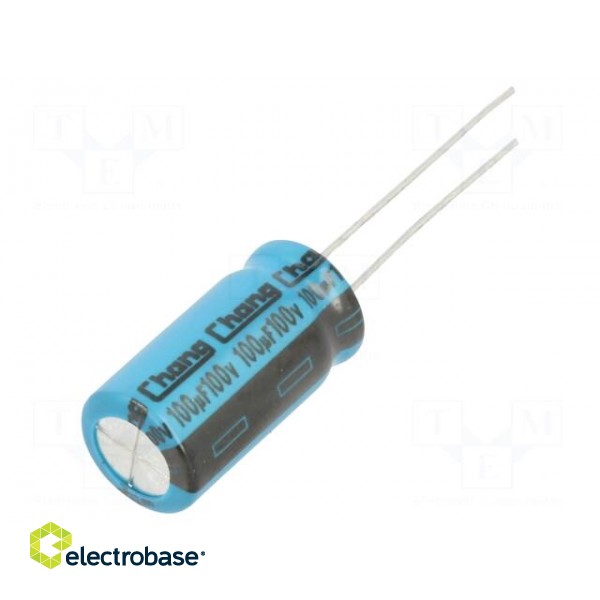 Capacitor: electrolytic | THT | 100uF | 100VDC | Ø10x20mm | Pitch: 5mm