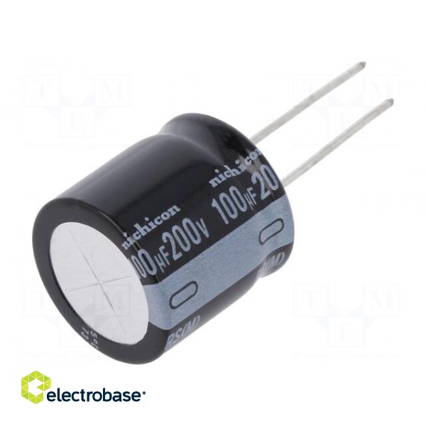 Capacitor: electrolytic | THT | 100uF | 200VDC | Ø20x20mm | Pitch: 10mm