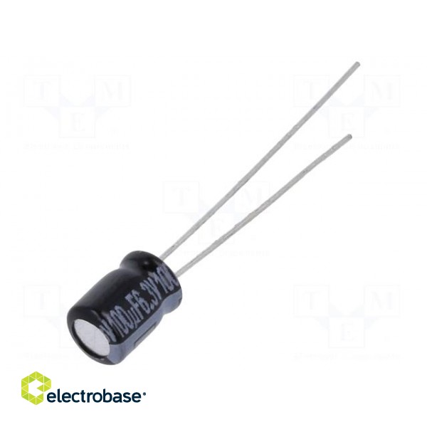 Capacitor: electrolytic | THT | 100uF | 6.3VDC | Ø5x7mm | Pitch: 2mm