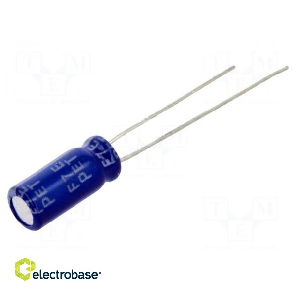 Capacitor: electrolytic | THT | 10uF | 100VDC | Ø5x11mm | Pitch: 2mm