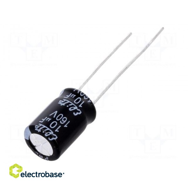 Capacitor: electrolytic | THT | 10uF | 160VDC | Ø8x11.5mm | Pitch: 3.5mm