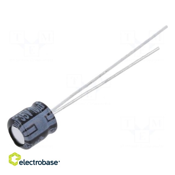 Capacitor: electrolytic | THT | 10uF | 35VDC | Ø5x5mm | Pitch: 2mm | ±20%