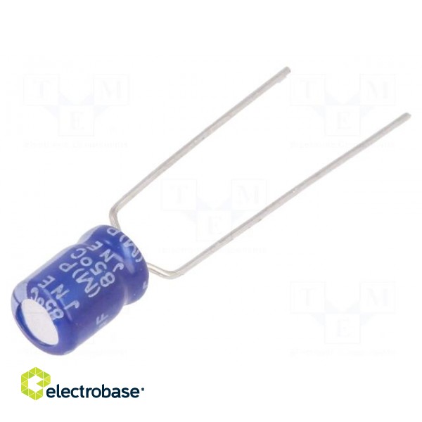 Capacitor: electrolytic | THT | 10uF | 63VDC | Ø5x7mm | Pitch: 5mm | ±20%
