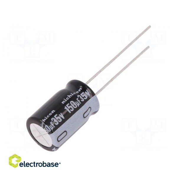 Capacitor: electrolytic | THT | 150uF | 35VDC | Ø10x16mm | Pitch: 5mm