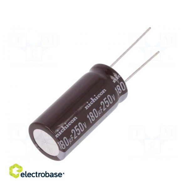 Capacitor: electrolytic | THT | 180uF | 250VDC | Ø16x35.5mm | ±20%