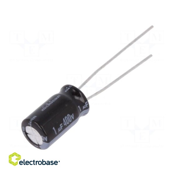 Capacitor: electrolytic | THT | 1uF | 400VDC | Ø6.3x11mm | Pitch: 2.5mm