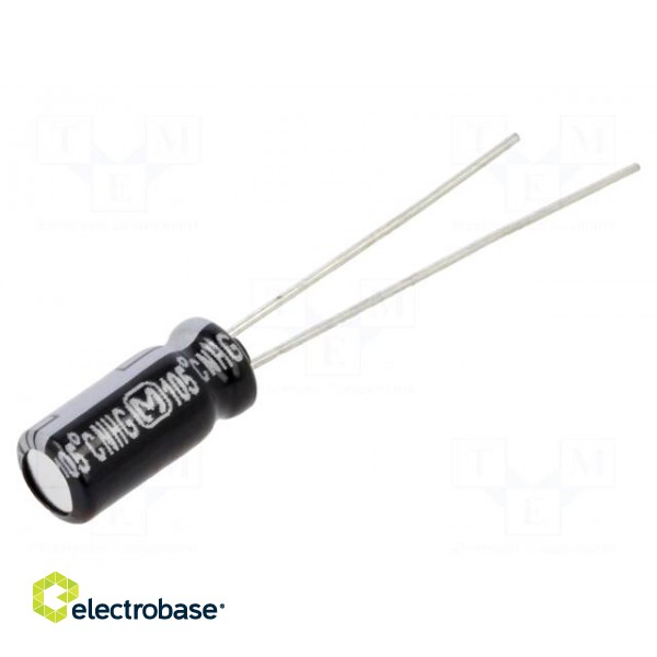 Capacitor: electrolytic | THT | 2.2uF | 100VDC | Ø5x11mm | Pitch: 2mm