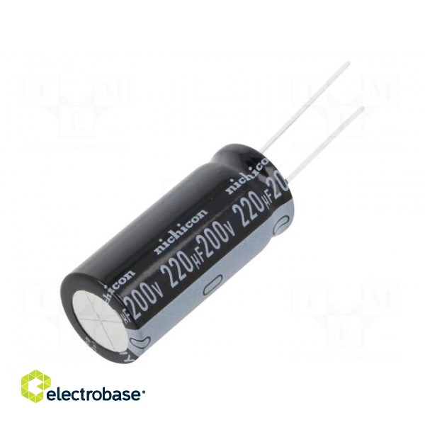 Capacitor: electrolytic | THT | 220uF | 200VDC | Ø16x35.5mm | ±20%