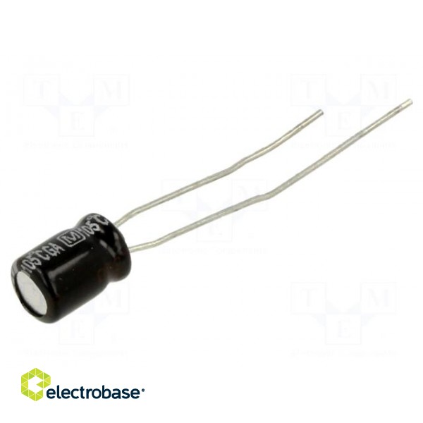 Capacitor: electrolytic | THT | 22uF | 25VDC | Ø5x7mm | Pitch: 2.5mm