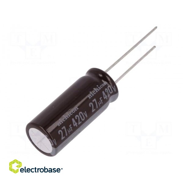 Capacitor: electrolytic | THT | 27uF | 420VDC | Ø12.5x31.5mm | ±20%