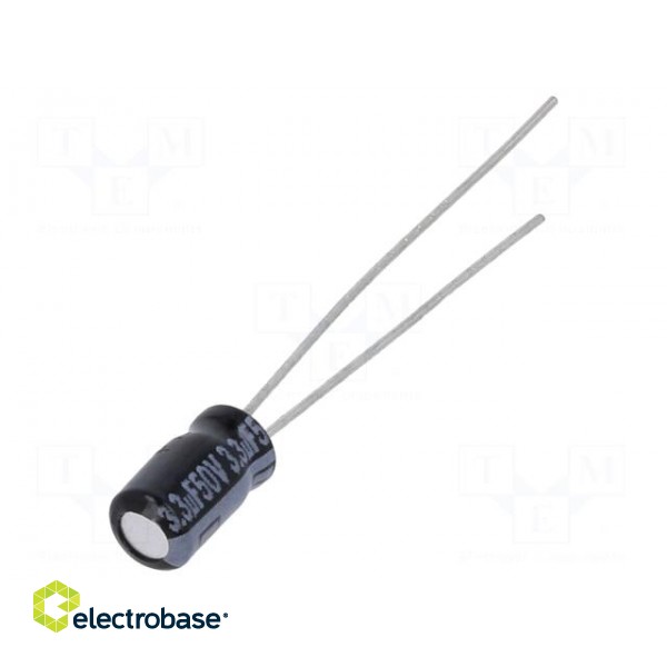 Capacitor: electrolytic | THT | 3.3uF | 50VDC | Ø4x7mm | Pitch: 1.5mm