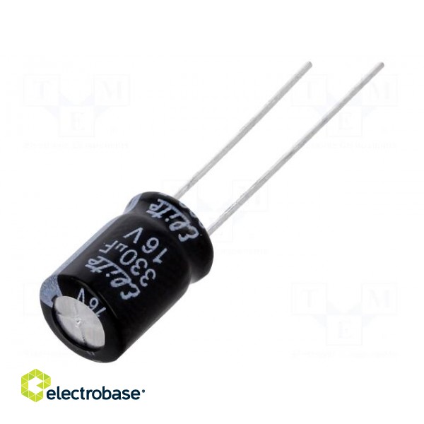 Capacitor: electrolytic | THT | 330uF | 16VDC | Ø8x11.5mm | Pitch: 3.5mm