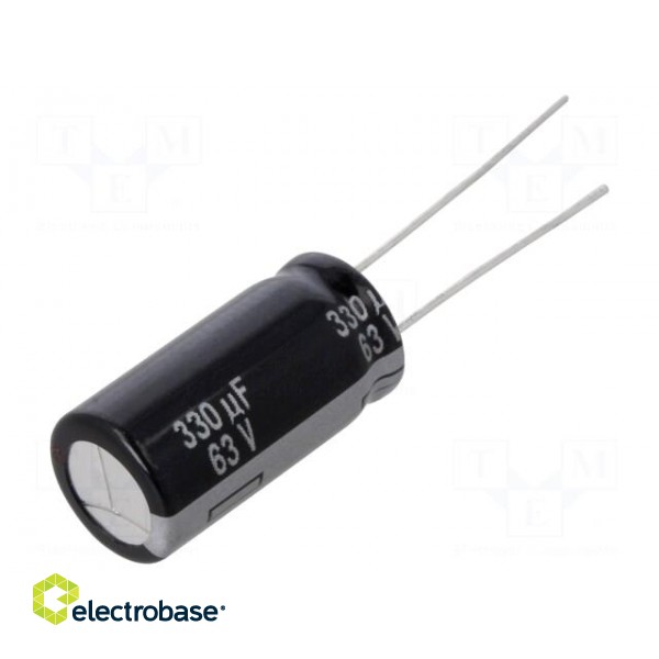 Capacitor: electrolytic | THT | 330uF | 63VDC | Ø10x20mm | Pitch: 5mm