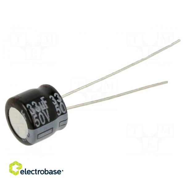 Capacitor: electrolytic | THT | 33uF | 50VDC | Ø8x7mm | Pitch: 2.5mm