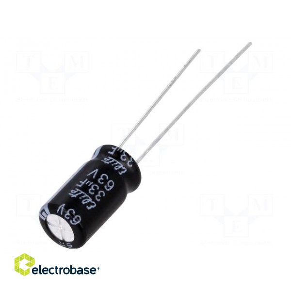 Capacitor: electrolytic | THT | 33uF | 63VDC | Ø6.3x11mm | Pitch: 2.5mm