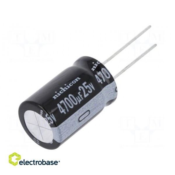 Capacitor: electrolytic | THT | 4700uF | 25VDC | Ø16x25mm | Pitch: 7.5mm