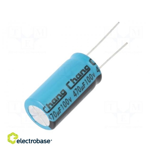 Capacitor: electrolytic | THT | 470uF | 100VDC | Ø16x30mm | Pitch: 7.5mm