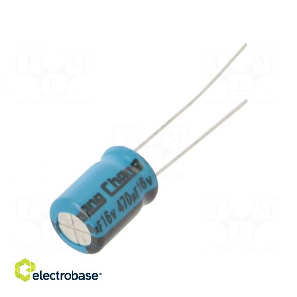 Capacitor: electrolytic | THT | 470uF | 16VDC | Ø8x11.5mm | Pitch: 3.5mm