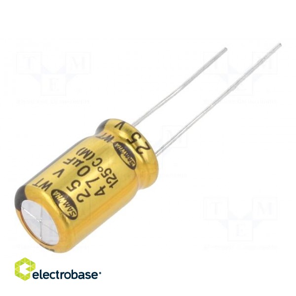 Capacitor: electrolytic | THT | 470uF | 25VDC | Ø10x16mm | ±20% | 5000h