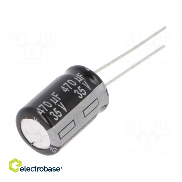 Capacitor: electrolytic | THT | 470uF | 35VDC | Ø10x16mm | Pitch: 5mm