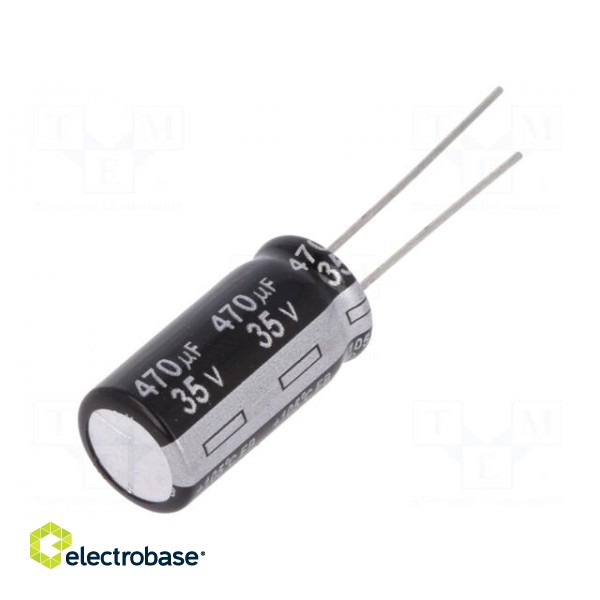 Capacitor: electrolytic | THT | 470uF | 35VDC | Ø10x20mm | Pitch: 5mm