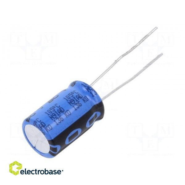 Capacitor: electrolytic | THT | 47uF | 100VDC | Ø10x16mm | Pitch: 5mm