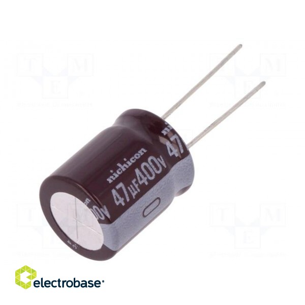 Capacitor: electrolytic | THT | 47uF | 400VDC | Ø16x20mm | Pitch: 7.5mm