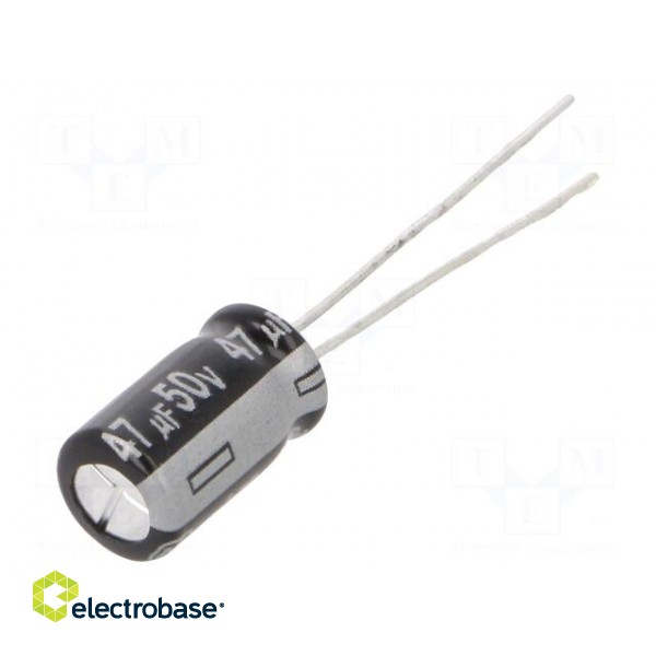 Capacitor: electrolytic | THT | 47uF | 50VDC | Ø6.3x11.2mm | ±20% | 5000h