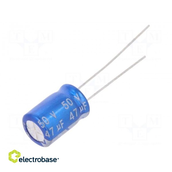 Capacitor: electrolytic | THT | 47uF | 50VDC | Ø8x11.5mm | Pitch: 3.5mm