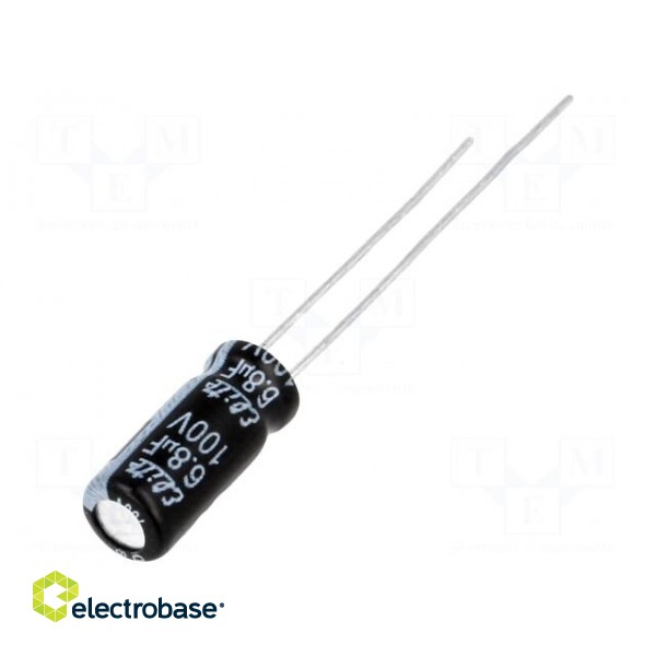 Capacitor: electrolytic | THT | 6.8uF | 100VDC | Ø5x11mm | Pitch: 2mm