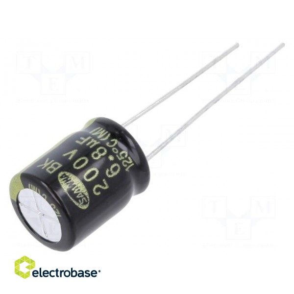 Capacitor: electrolytic | THT | 6.8uF | 200VDC | Ø10x12.5mm | ±20%