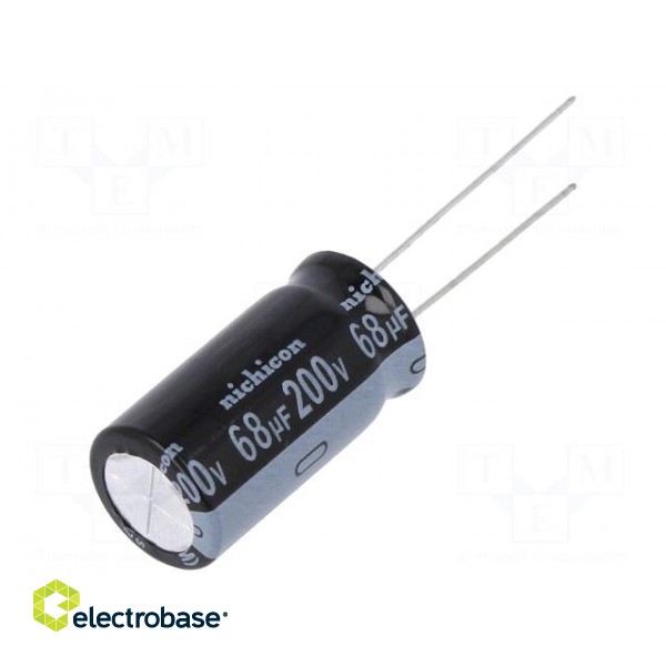 Capacitor: electrolytic | THT | 68uF | 200VDC | Ø12.5x25mm | Pitch: 5mm