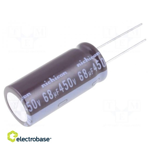 Capacitor: electrolytic | THT | 68uF | 450VDC | Ø16x35.5mm | ±20% | 660mA
