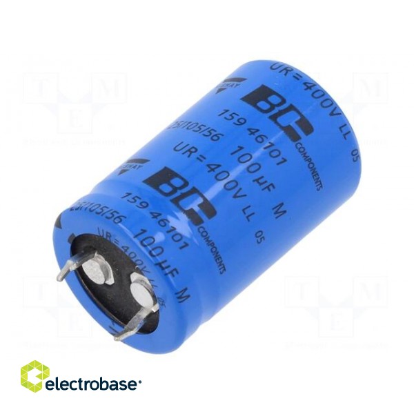 Capacitor: electrolytic | SNAP-IN | 100uF | 400VDC | Ø22x35mm | ±20%