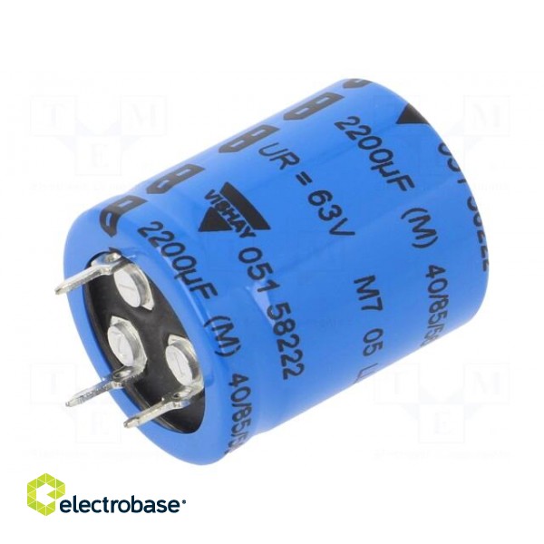 Capacitor: electrolytic | SNAP-IN | 2.2mF | 63VDC | Ø25x30mm | ±20%