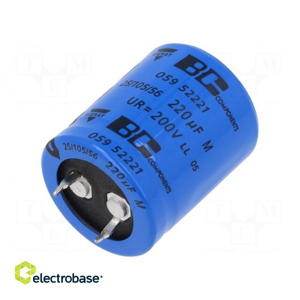 Capacitor: electrolytic | SNAP-IN | 220uF | 200VDC | Ø25x30mm | ±20%