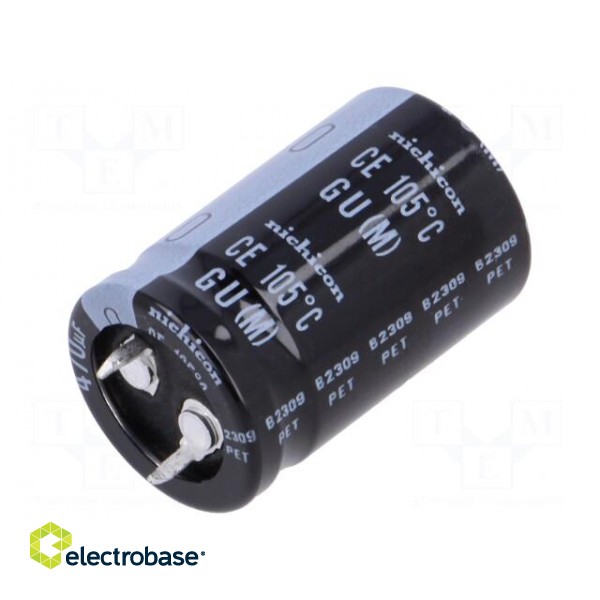 Capacitor: electrolytic | SNAP-IN | 470uF | 200VDC | Ø22x35mm | ±20% фото 2
