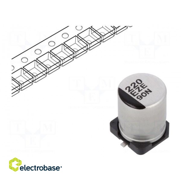 Capacitor: hybrid | 220uF | 25VDC | ESR: 27mΩ | ZE | SMD | ±20% | -55÷125°C