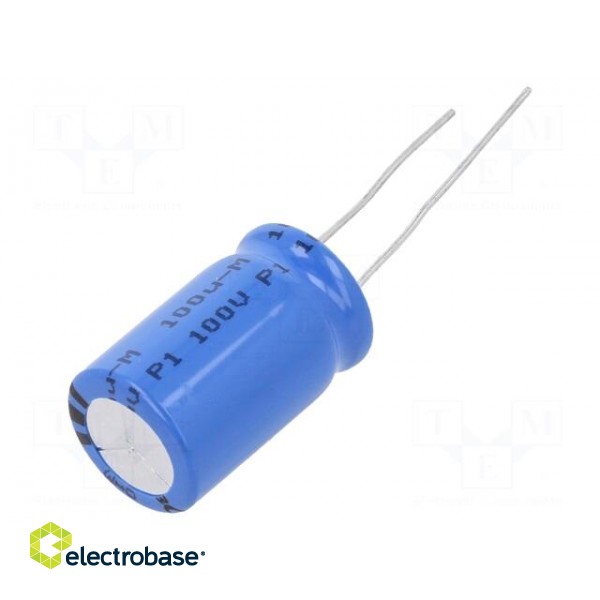 Capacitor: electrolytic | THT | 100uF | 100VDC | Ø12.5x20mm | Pitch: 5mm