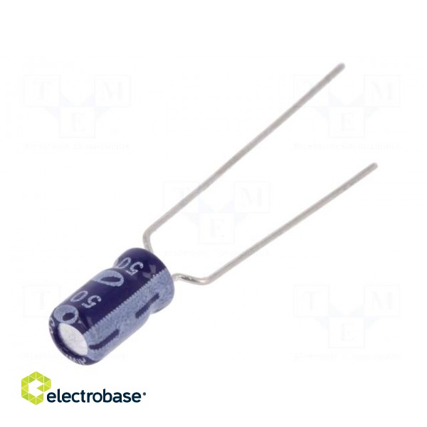 Capacitor: electrolytic | THT | 1uF | 50VDC | Ø4x7mm | Pitch: 5mm | ±20%
