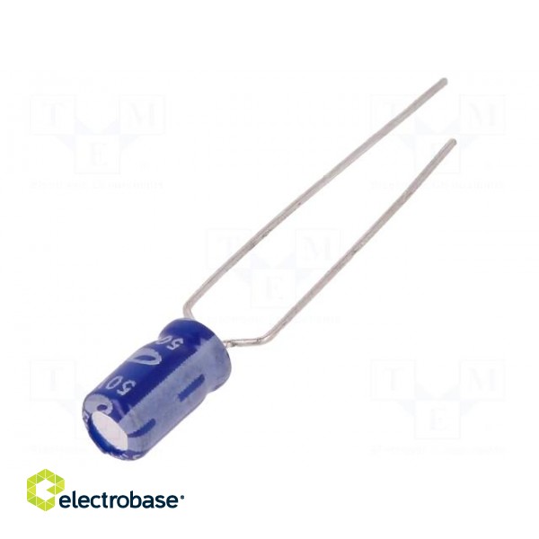 Capacitor: electrolytic | THT | 3.3uF | 50VDC | Ø4x7mm | Pitch: 5mm | ±20%